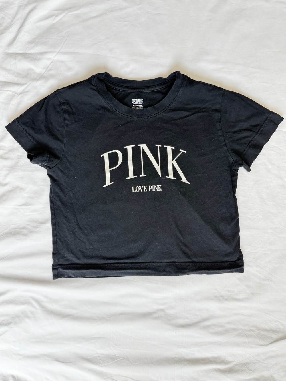 Victoria's Secret PINK Black Tee with White Logo
